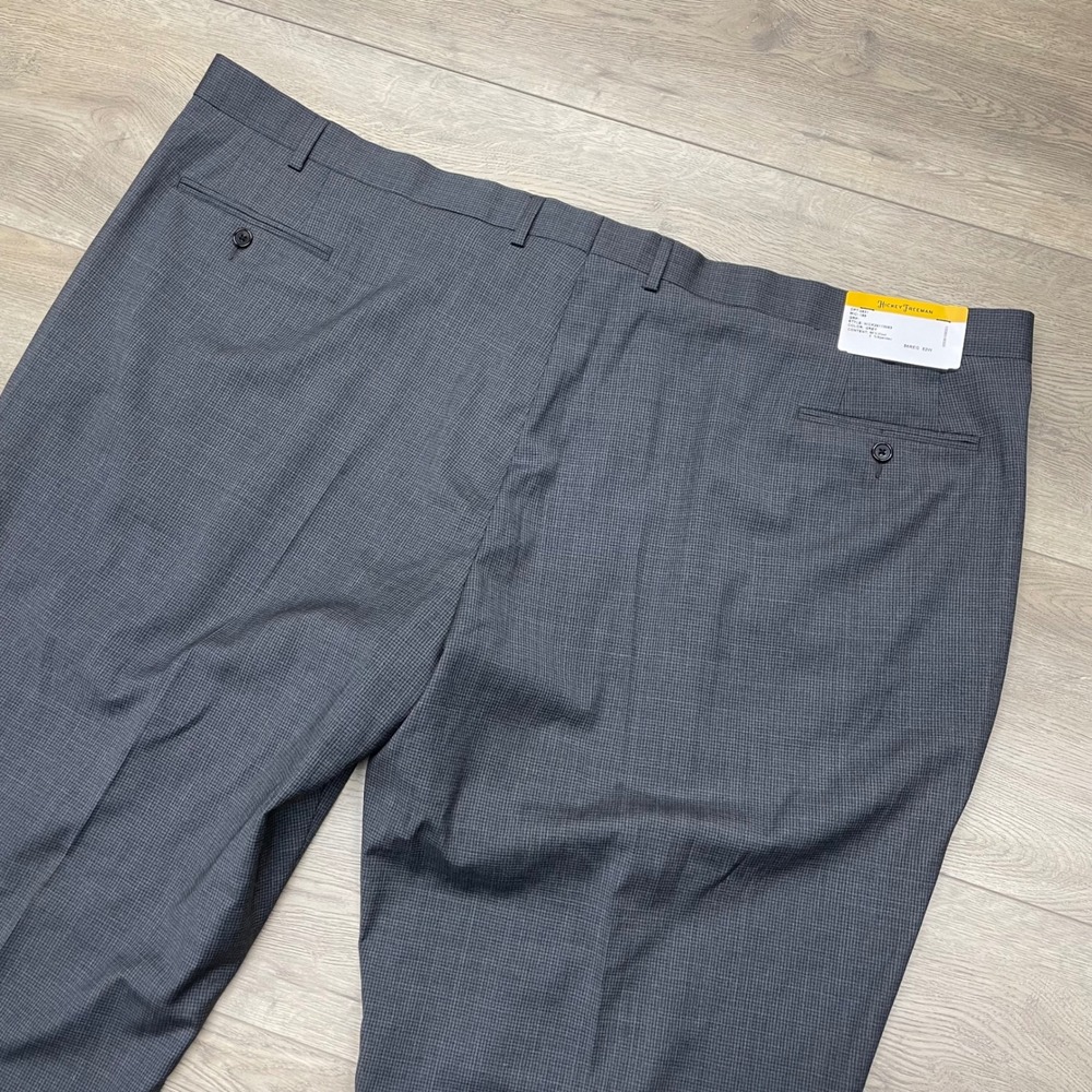 Hickey Freeman Dress Pants Mens 52W Grey Wool Blend Pleated HICK26110053